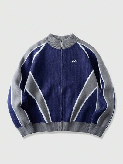 Street Life Chaqueta de punto con cremallera de manga larga informal para hombre