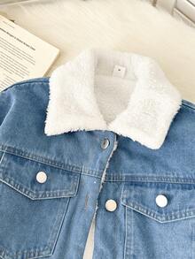 Genkimix Kids 秋冬新款时尚青少年女孩夹克外套，保暖内衬加厚修身短款夹克