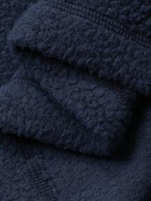 DAZY Jaqueta com Capuz com Zíper e Forro Térmico com Bordado de Letra, Azul Marinho, Homens Quarto de Zíper Outono/Inverno