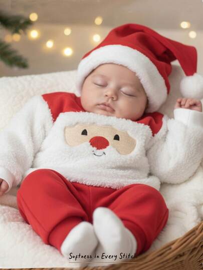 Cozy Pixies Set da 2 pezzi per neonata composto da felpa con cappuccio a girocollo in pile con motivo patchwork e contrasto di colori, e pantaloni a vita elastica alla caviglia