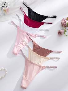 7件套时尚腰带舒适性感女士内裤和丁字裤，多色 - 彩色 - 查看 2