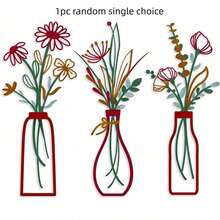 1pc/3Pcs Metal Flower Wall Art, Vintage Cutout Metal Wall Decor - Geometric Minimalist Hanging Vase Artwork, Decorative Metal Art Wall Decor For Bedroom, Kitchen, Living Room Decor - Rustic Home Accents, Spring Summer Housewarming Gift Fall Decor Christmas Decorations