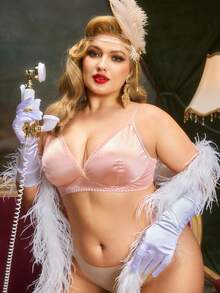 PinupPomp Plus Size Minimalist Solid Color Comfortable Wireless Bra - Dusty Pink - View 3