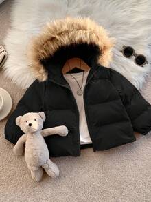 SHEIN Baby/Baby Boy/Girl Padded Coats, Fleece Tops, Thickened Winter Coats, Quilted Coats, Warm & Soft, Comfortable, Versatile, Casual, Suitable For Indoor, Outdoor, Daily Wear, Sports, Play, Party, Photo Shoot, Festival, Halloween, Christmas Baby Winter Jacket Baby Boy Jacket