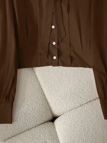 GlowEve 女士优雅通勤秋季衬衫 - 咖啡棕 - 查看 4