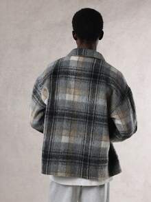 DAZY 男士纯色格子法兰绒衬衫，秋季 - 彩色 - 查看 2