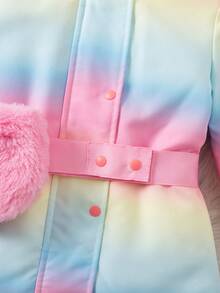 SHEIN Chaqueta con capucha de manga larga y efecto degradado de piel sintética para bebé niña, otoño/invierno - Multicolor - Ver 5