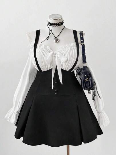 Sunspun 大码女士时尚露肩荷叶边长袖迷你连衣裙，秋季连衣裙，女士秋季服装，冬季服装，女士机场旅行装，浪漫连衣裙，婚礼宾客礼服，正式礼服，生日礼服