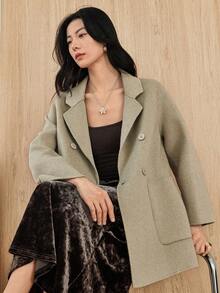 Dazy-Less 女士优雅时尚羊毛混纺夹克，休闲商务风，加厚短裤，秋冬女式外套