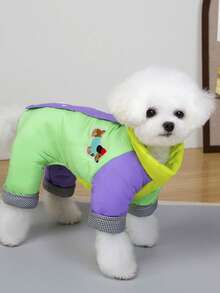 PETSIN Cuddly Thick Pet Jumpsuit – Cute Four-Legged Fleece Pajamas For Small Dogs & Cats, Cozy Autumn/Winter Outfit For Play And Relaxation