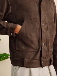 Open Phase Áo khoác Maillard Vintage màu nâu nhẹ, kiểu dáng tiện dụng cho nam, áo khoác bomber giả da lộn thường ngày, thích hợp cho mùa xuân, thu và đông, phong cách retro Mỹ, unisex, dáng rộng thoải mái – Phù hợp cho trang phục hàng ngày và kỳ nghỉ hè. - Màu nâu  Mocha - Xem 8