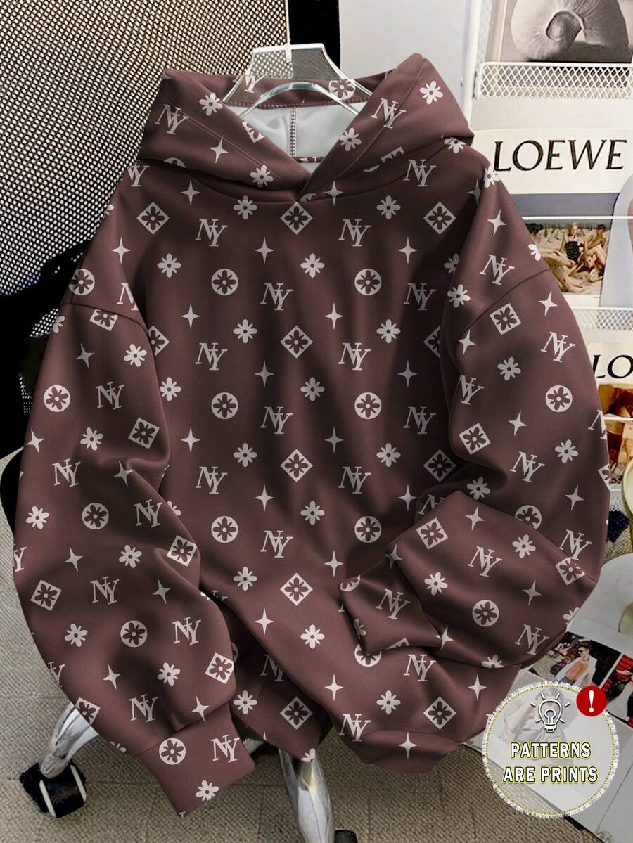 SHEIN Women's Hooded Sweatshirt, Vintage American College Style, Suitable For Autumn, Winter, Christmas 2026, New Year, Back To School Season - Multicolor - View 1