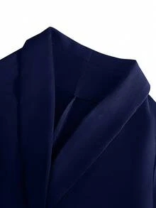 Franclia 女式黑色长袖修身性感西装外套，冬季 - 藏蓝色 - 查看 3