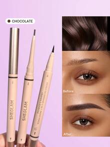 SHEGLAM قلم حواجب 2 في 1 من Brows On Demand-قلم حواجب سائل مقاوم للماء بلون الشوكولاتة مقاوم للعرق ومضاد للزيوت وملء طبيعي للحواجب وتحديد الحواجب وكريم جل مكياج حواجب وعيد الميلاد محدد علامة تجارية جمال مكياج ميكب مستحضرات تجميل للنساء الفتيات مثالي لفصل الشتاء مثالي ل- Y2K أزياء أنيقة هدية حفلة جاهز أفضل لون