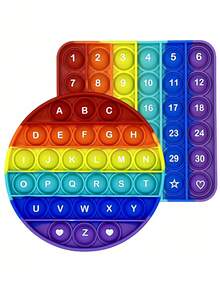 2个/包 数字字母数学学习硅胶彩虹方形圆形益智玩具，适合学龄前儿童（方形+圆形=1包）