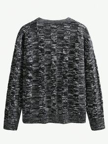 Manfinity Homme Men's Crew Neck Long Sleeve Loose Knit Pullover Sweater - Black - View 2