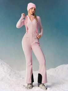 GLOWMODE Skiing Collection Frosty Flex Warm Cozy Faux Wool Embroidered Logo Ski Beanie Outdoor Vacation Autumn Winter Snow Daily Active Wear - Pink - View 5