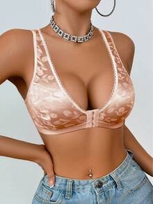 SHEIN 1pc Front Closure Wireless Bra For Women - Apricot - View 5