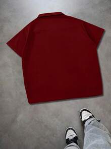 Claim Dot Men's Fashionable Casual Short Sleeve Shirt, Pocket Design, Loose Fit, Versatile, Suitable For Commuting, Outdoor Activities, College, Holiday Gifts