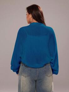Rustia New Bat Wing Long Sleeve Women Cardigan Sweater Casual - Dusty Blue - View 2