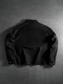 PAVTROS Men's Street Fashion Zip-Up Long Sleeve Jacket,Windbreaker/Outdoor Windbreaker,Baggy,Streetwear,Grunge - Black - View 2