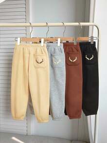 SHEIN 4pcs Young Boys' Casual Comfortable Versatile Cute Printed Thermal Lined Thick Sweatpants, School Clothes - Multicolor - View 2