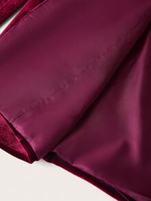 Ellevyn Plus Size Elegant Velvet Blazer With Pockets, Suitable For Parties And Events, Autumn/Winter Halloween Costumes - Burgundy - View 10