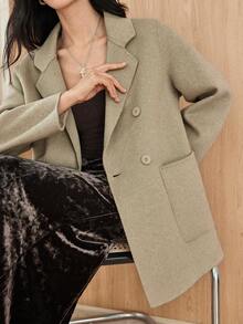 Dazy-Less 女士优雅时尚羊毛混纺夹克，休闲商务风，加厚短裤，秋冬女式外套