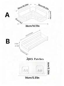 1 Pieza Estantería de baño triangular, Cesta de ducha sin perforación - Estante de almacenamiento ahorra espacio para baño y cocina - Blanco - Ver 3