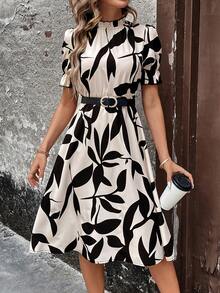 EMERY ROSE 女式立领植物印花长裙女装