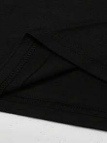 INAWLY Women's Letter Embossed Round Neck Casual Streetwear Loose T-Shirt Everyday Black Summer - Black - View 3