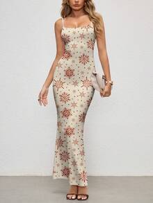 Glamance Carolina Leite 性感女士超长吊带圣诞派对连衣裙，冬季修身长款连衣裙，女士礼服，魅力连衣裙，时尚别致服装系列，新年装扮 - 彩色 - 查看 6