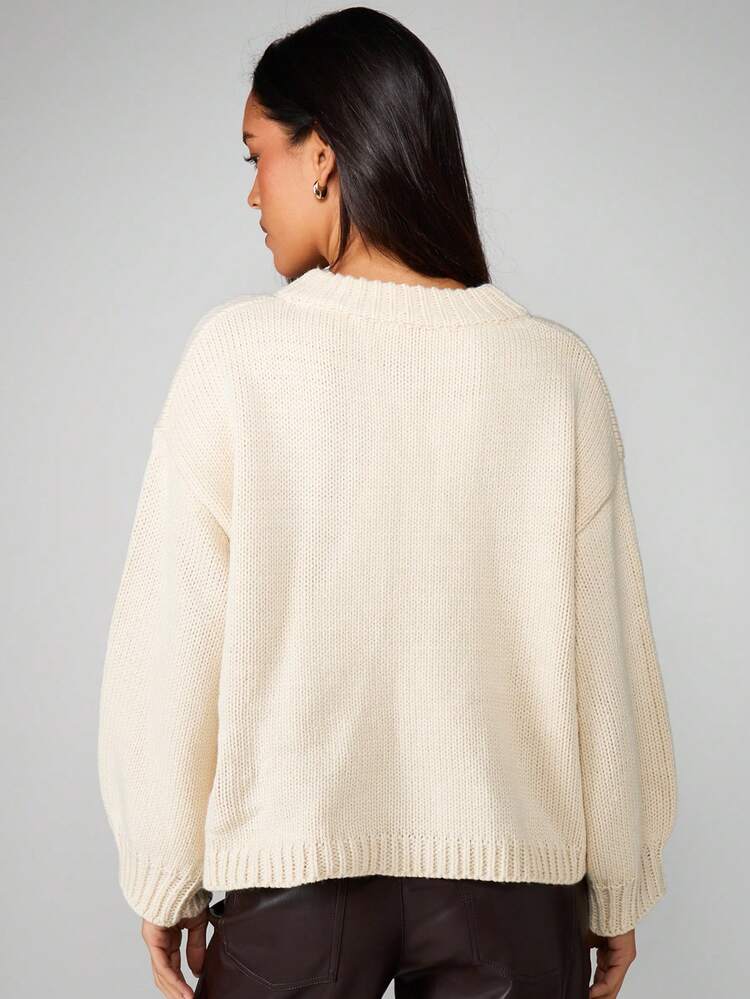 MISSGUIDED Button Up Knit Cardigan For Women Long Sleeve Cozy Fall Layering Sweater Jacket