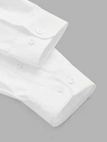 SWAVVY Men Casual Solid Button Up Shirt With Tie, Fall, Couple Things - White - View 5