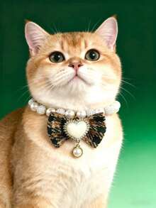 PETSIN 1. Pet Bow Tie Necklace; Pet Necklace; Pet Faux Pearl Necklace; Adjustable Neck Circumference; Cat Necklace; Dog Necklace; Pet Accessories; Pet.