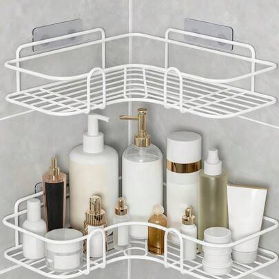 1 件三角形浴室架，免打孔淋浴架 - 节省空间的浴室和厨房储物架