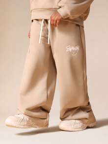 SUMWON 女童长袖运动衫和慢跑裤搭配套装，适合日常休闲穿着 - 杏色 - 查看 5