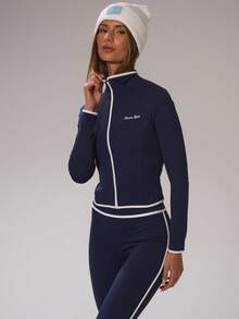 Musera Sport 运动撞色滚边高腰紧身裤，仅限冬季运动服，适合运动、健身房锻炼、滑雪、野雪等场合。 - 藍白色 - 查看 4