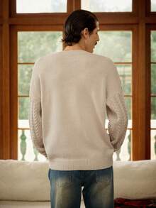 RivetRise Men's Rhombus Pattern Loose Fit Crew Neck Dropped Shoulder Long Sleeve Casual Sweater, Autumn/Winter - Multicolor - View 2