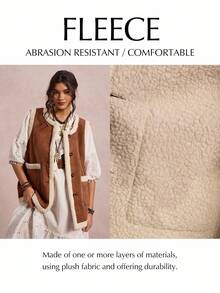 Freevana Gilet in camoscio e pile per donne taglie forti, casual per vacanze