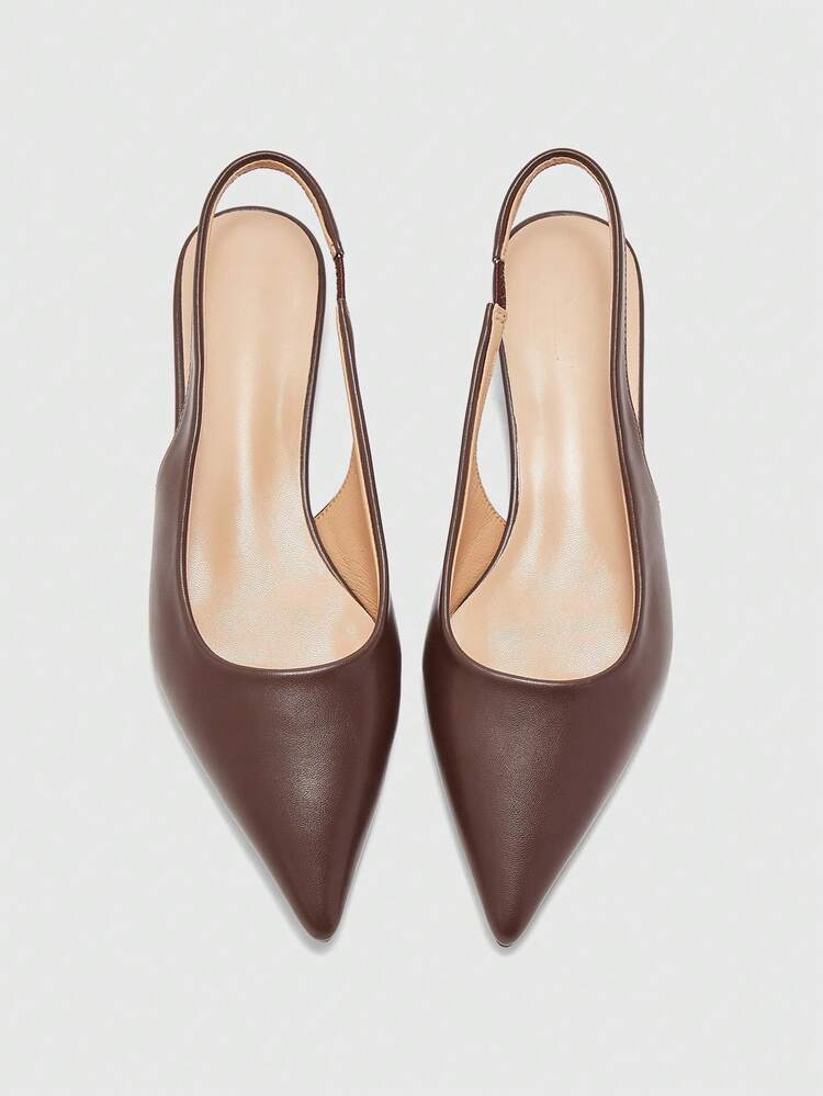 CUCCOO BIZCHIC Women's New Square Buckle Pointed Toe Low Heel Flat Casual Shoes, Interesting Heel Design, Versatile & Comfortable, Chocolate & Coffee Color, Slip-On Flats For Work And Commute For Christmas Spring Shoes