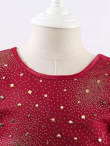Glamorique Kids Vestido de Dama de Honra Floral para Meninas Jovens, Casamento, Florista, Adequado para Ocasiões Formais, Palco, Apresentação de Piano - Vermelho - Visão 5