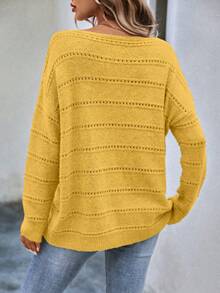 EMERY ROSE 休闲纯色落肩宽松针织毛衣，秋冬 - 黃色 - 查看 2