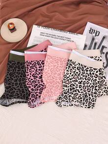 SHEIN 4pcs/Pack Men's Leopard Print Boxer Briefs Multipack Underwear - Multicolor - View 2