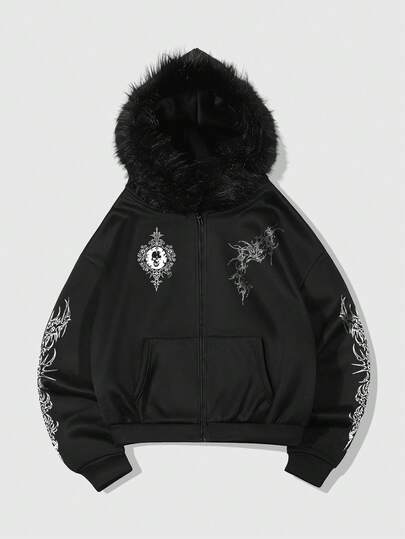 Street Life Sudadera con capucha casual con cremallera y bolsillos para hombres, sudadera térmica de ajuste holgado