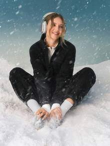GLOWMODE Skiing Collection Cloud Fleece Slope Chaser Cozy Plush Pockets Elastic Waistband Relaxed Fit Half-Zip Jumpsuit Outdoors - Black - View 8
