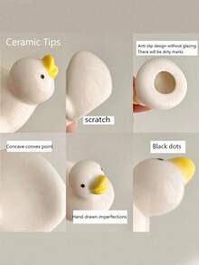 Ceramiczny stojak na pałeczki w kształcie uroczej kaczuszki, domowy, kuchenny stojak na pałeczki, dekoracja biurka, akcesorium - Kaczka - Zobacz 11