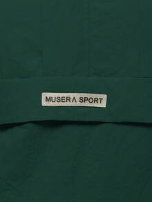 Musera Sport Chaqueta con capucha de nailon con media cremallera, bolsillo y detalle de logo, para y verano, chaqueta impermeable, senderismo, actividad, deporte casual, vacaciones, festival, invierno y - Verde Oscuro - Ver 6