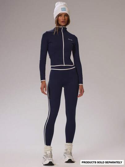 Musera Sport Mallas deportivas de cintura alta con ribete de contraste Musera, solo para otoño, invierno, actividades deportivas, gimnasio, entrenamiento, esquí, fitness y fuera de pista