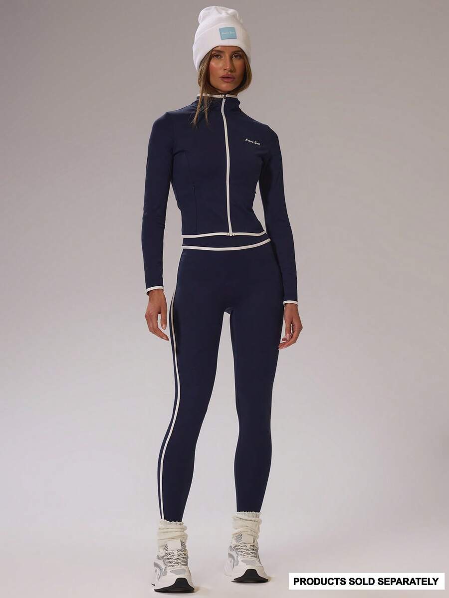 Musera Sport 运动撞色滚边高腰紧身裤,仅限冬季运动服,适合运动、健身房锻炼、滑雪、野雪等场合。 - 藍白色 - 查看 1